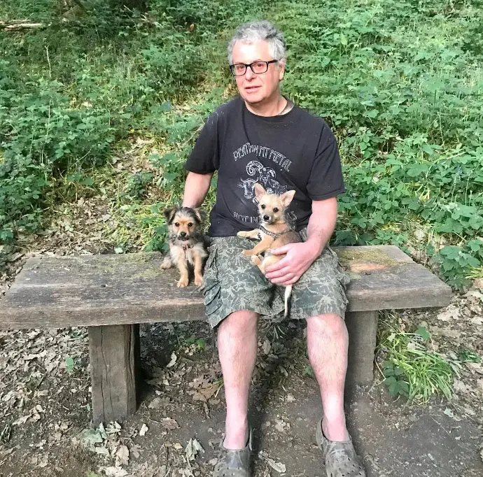 husband with shorkie